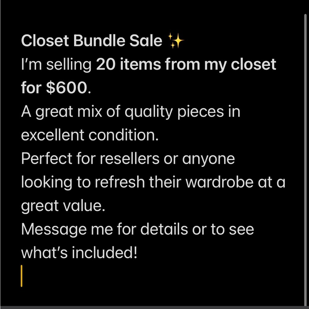 Closet Bundle Sale ✨ I’m selling 20 items from my closet for $600.